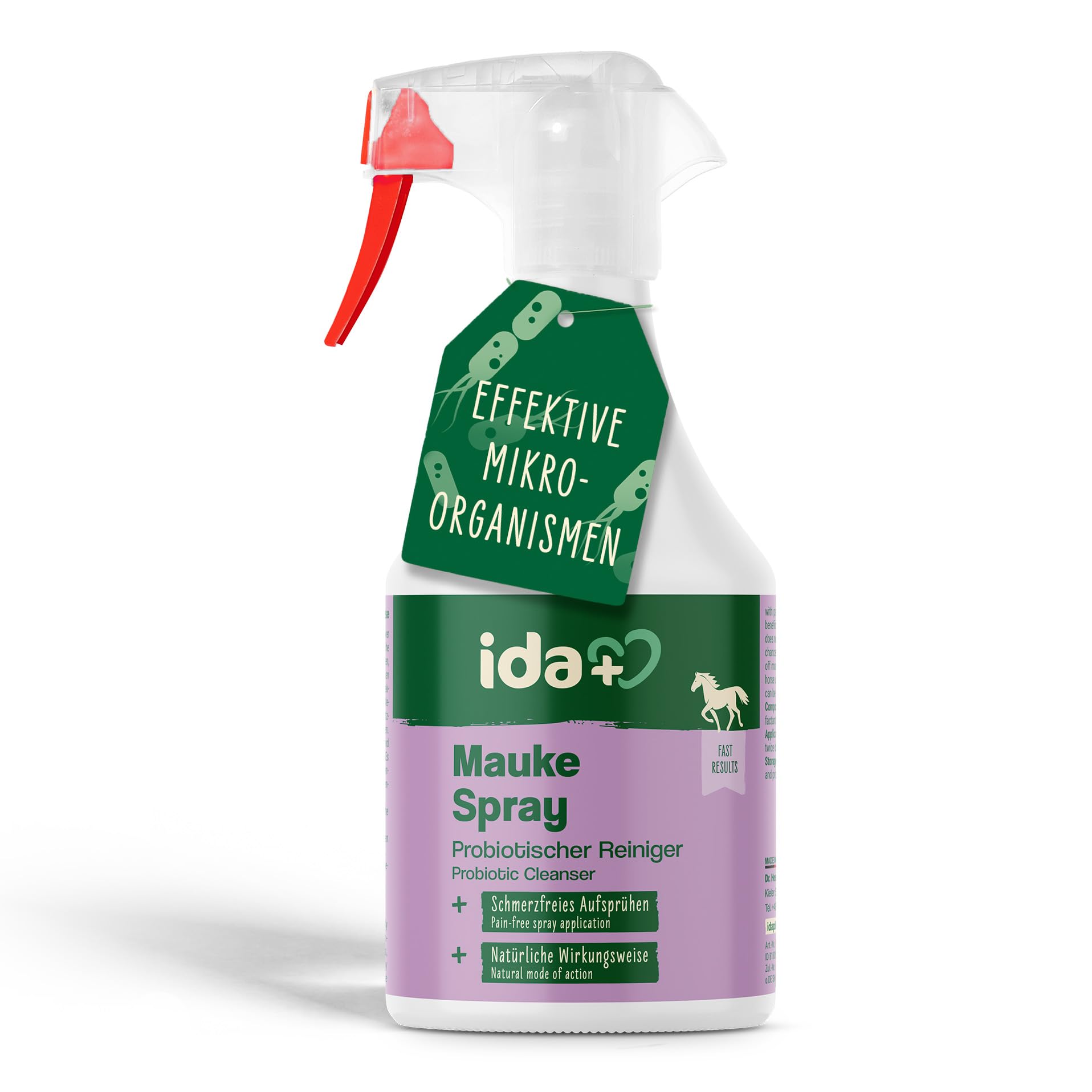 Ida Plus Mauke Spray für Pferde 500 ml - schnelle Hilfe bei Mauke, Strahlfäule & Ekzemen - Mauke Mittel mit effektiven Mikroorganismen - rasche Linderung, hautfreundliche & schmerzfreie Hufpflege