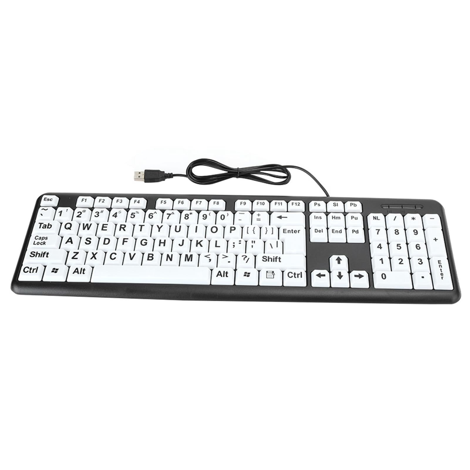 Cocoarm Tastiera per Ipovedenti, Tastiera USB Cablata di Grandi Dimensioni con 104 Tasti per Anziani, Design Ergonomico per un Facile Utilizzo (BLACK)
