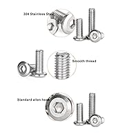 Vista 34 de binifiMux 10 unids M6 x 1.575 in tapa plana Allen pernos remaches tornillos de conexión para muebles 304 acero inoxidable