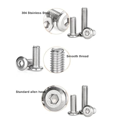Miniatura 34 de binifiMux 10 unids M6 x 4.724 in Remache Avellanado Socket Cap Tornillos Tornillos Conexión 304 Acero Inoxidable