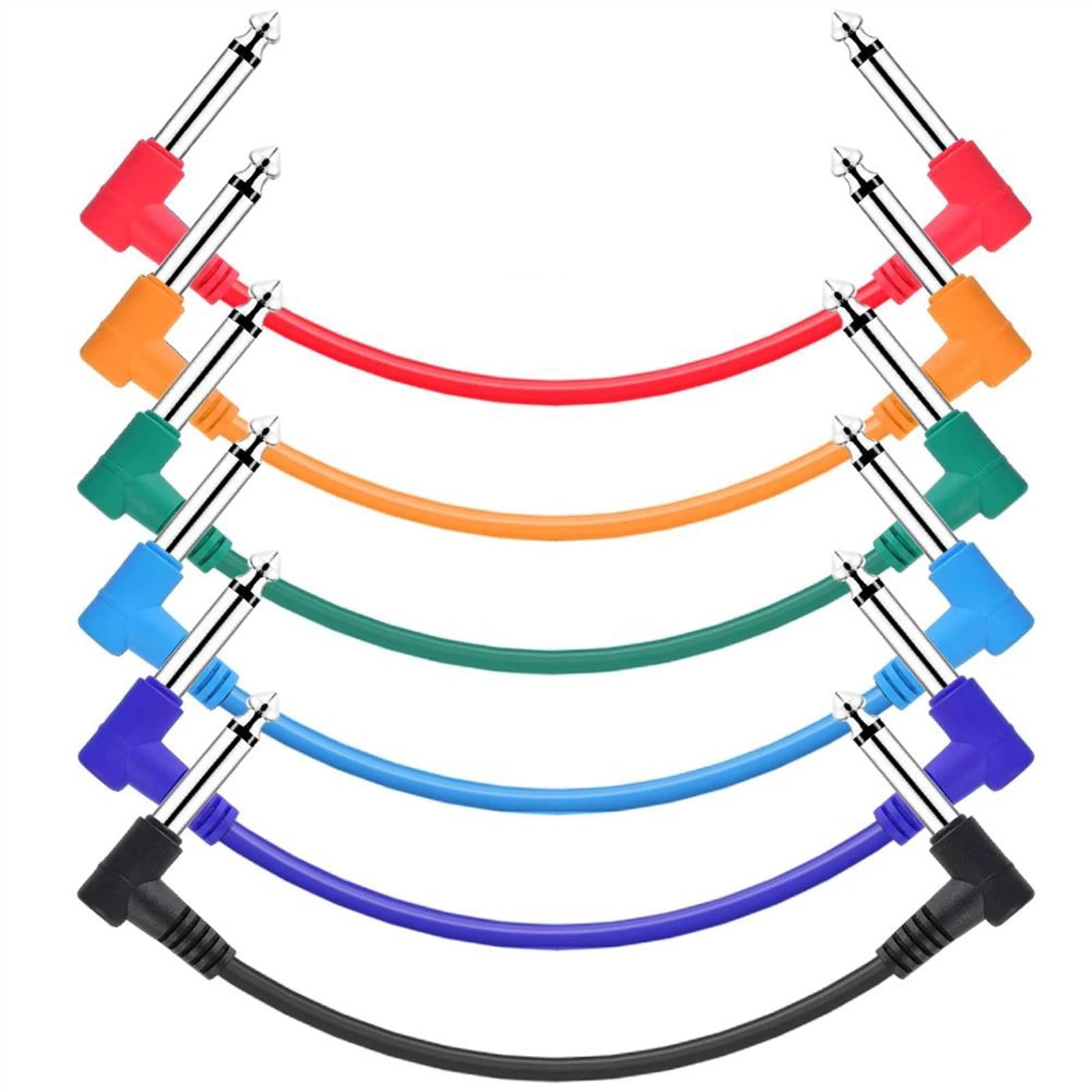 Kabel Audio Do Gitary Skoczek do instrumentu pedałowego z efektami gitarowymi 15 cm 1/4 cala Wtyczka kątowa 6 sztuk/paczka (Color : 2)