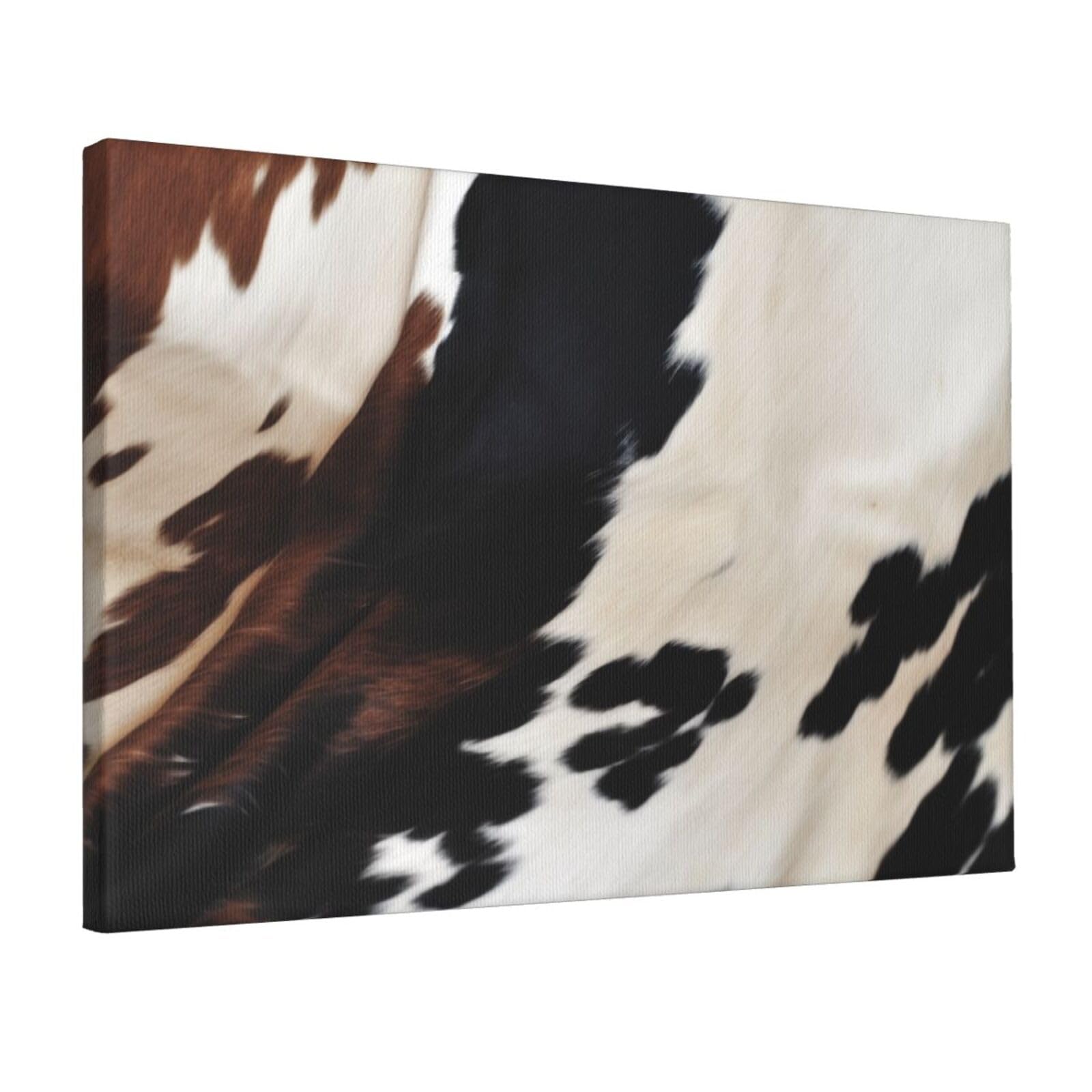 YKLJG cowhide Printed Wall Art Canvas Prints 45x30 CM Wooden Framed Picture Painting Artwork for Bedroom Kitchen Home Office Decor