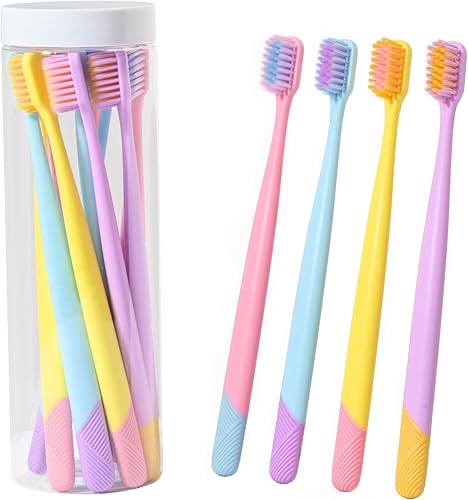 Paquete de 10 cepillos de dientes con cerdas extra suaves, cepillo de dientes manual suave para adultos, cepillo de dientes ultra limpio, bueno para