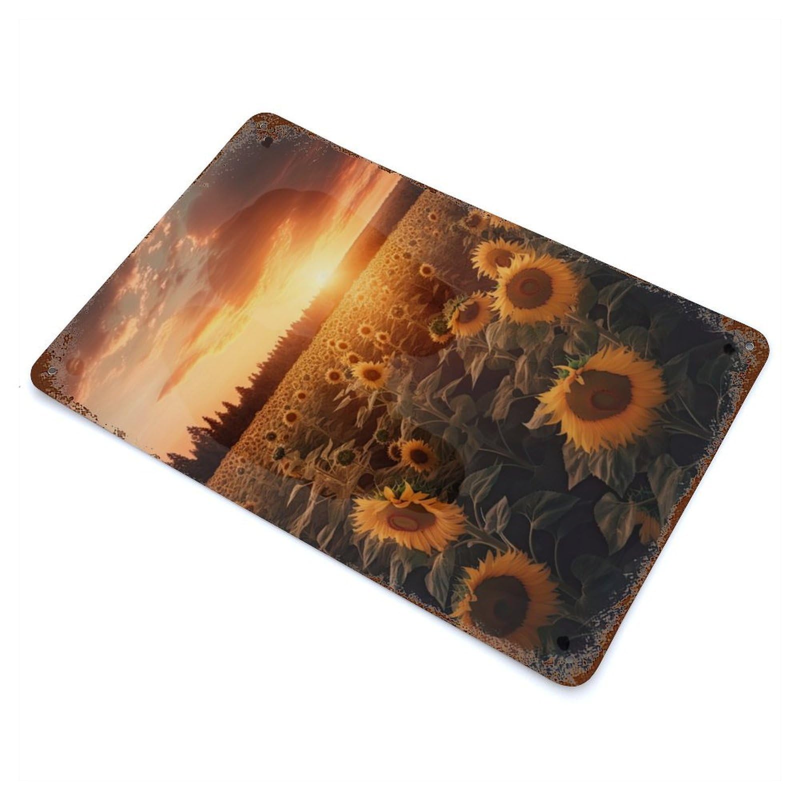 Sunflower Field Decorative Tin Sign 11.8"x7.9", Retro Wall Decor for Living Room, Hallway And Home Decor