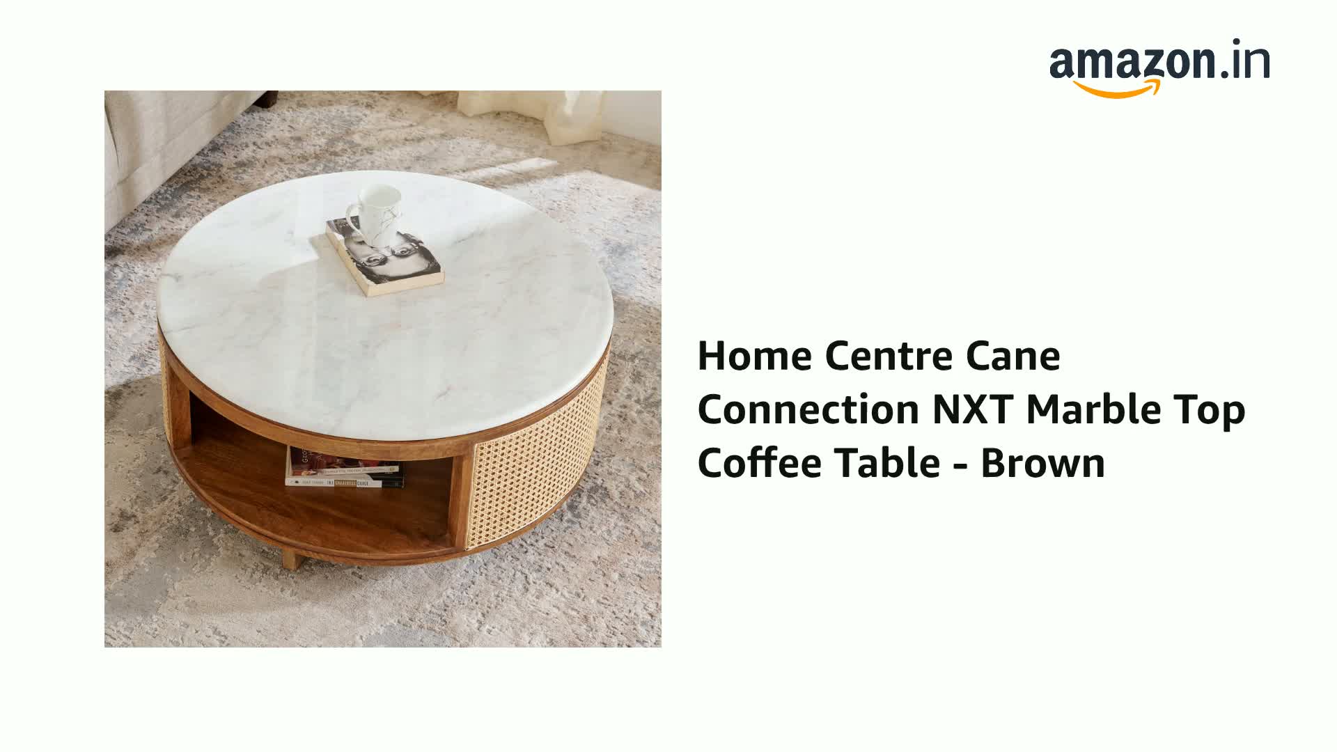 ノットアンティークス　MARBLE COFFEE TABLE Home Centre Cane Connection NXT Marble Top Coffee Table - Brown