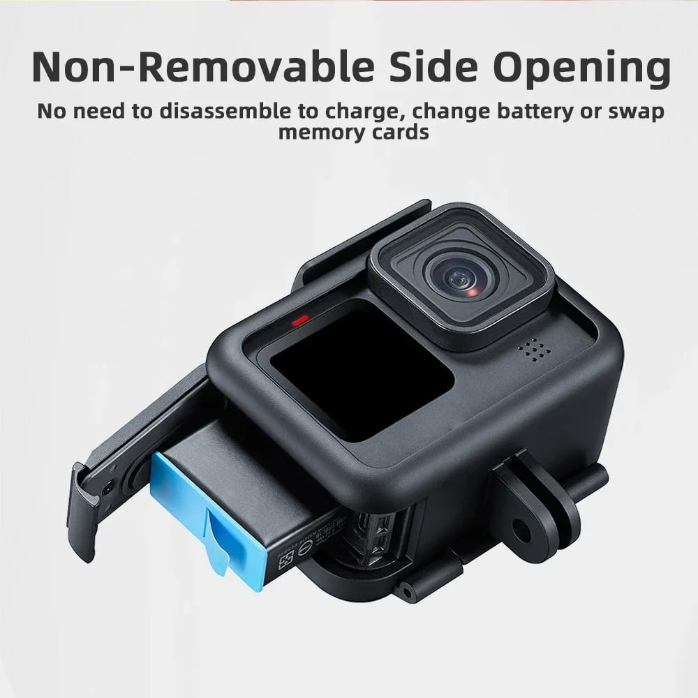 ZODUCT Go-Pro Hero Shockproof Body Frame Housing Protective Case with Lens Cap Compatible with Hero 9 | 10 | 11 | 12 Action Camera Protective Vlog Cage, Action Camera Accessories (Cover with Lens Cap)