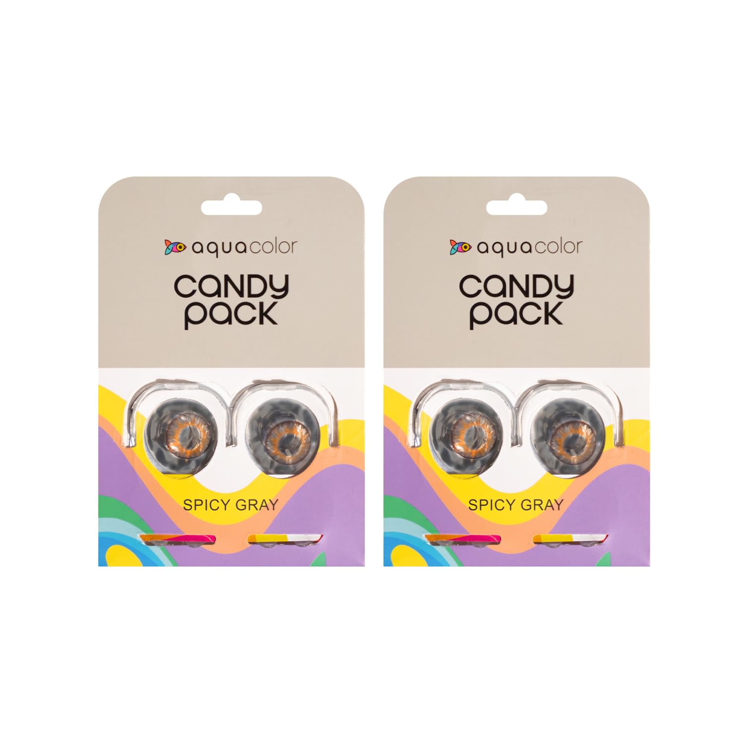Aquacolor Daily Disposable Contact Lens- Spicy Grey |2 Candy Packs(2 Lens Each) | Zero Power
