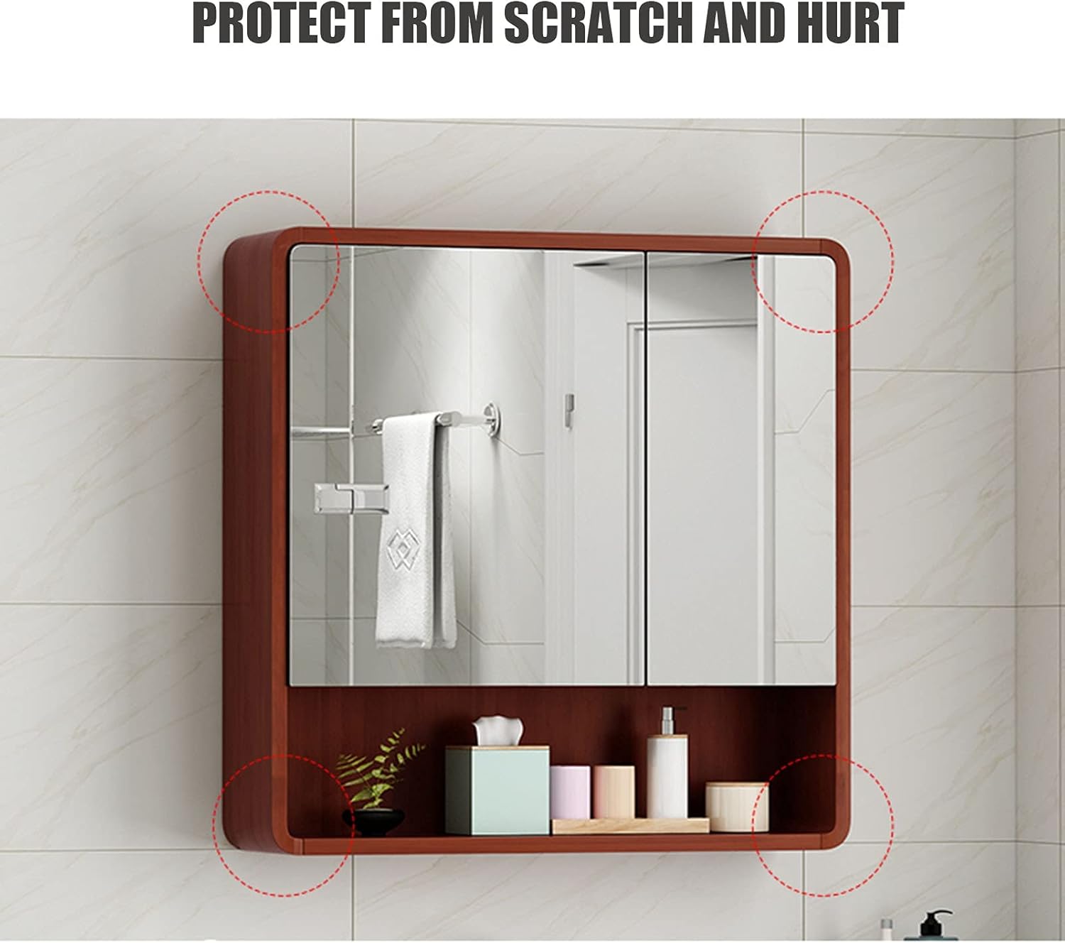 BathroomMirror Cabinet Wall-Mounted Cabinet Waterproof Hanging Cabinet with Shelving Storage Cabinet Suitable for Bathroom Toilet Simple Style (Size : 120cm/47.2inch)