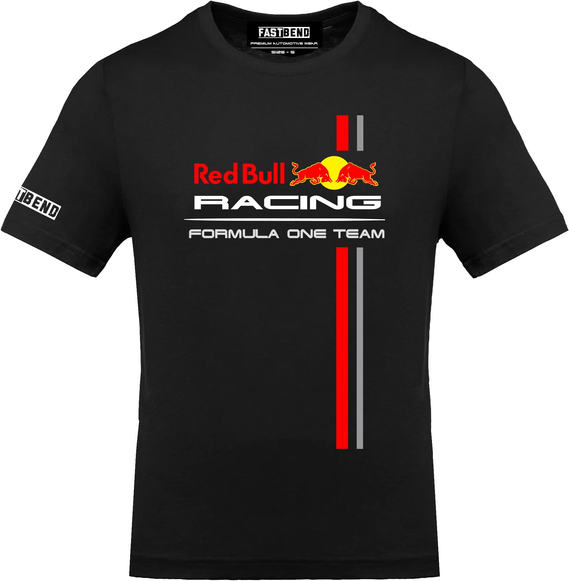 FastBendFastb Red B Racing Stripes Half Sleeve Tshirt (Large, 1)
