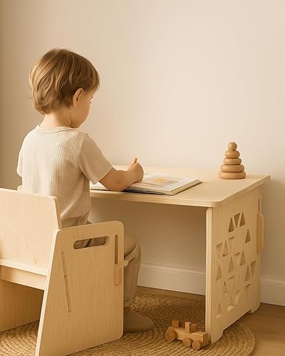 Miniatura 4 de Montessori Children's Desk with Chair Encourages Creativity and Independence, Lightweight and Easy to Assemble