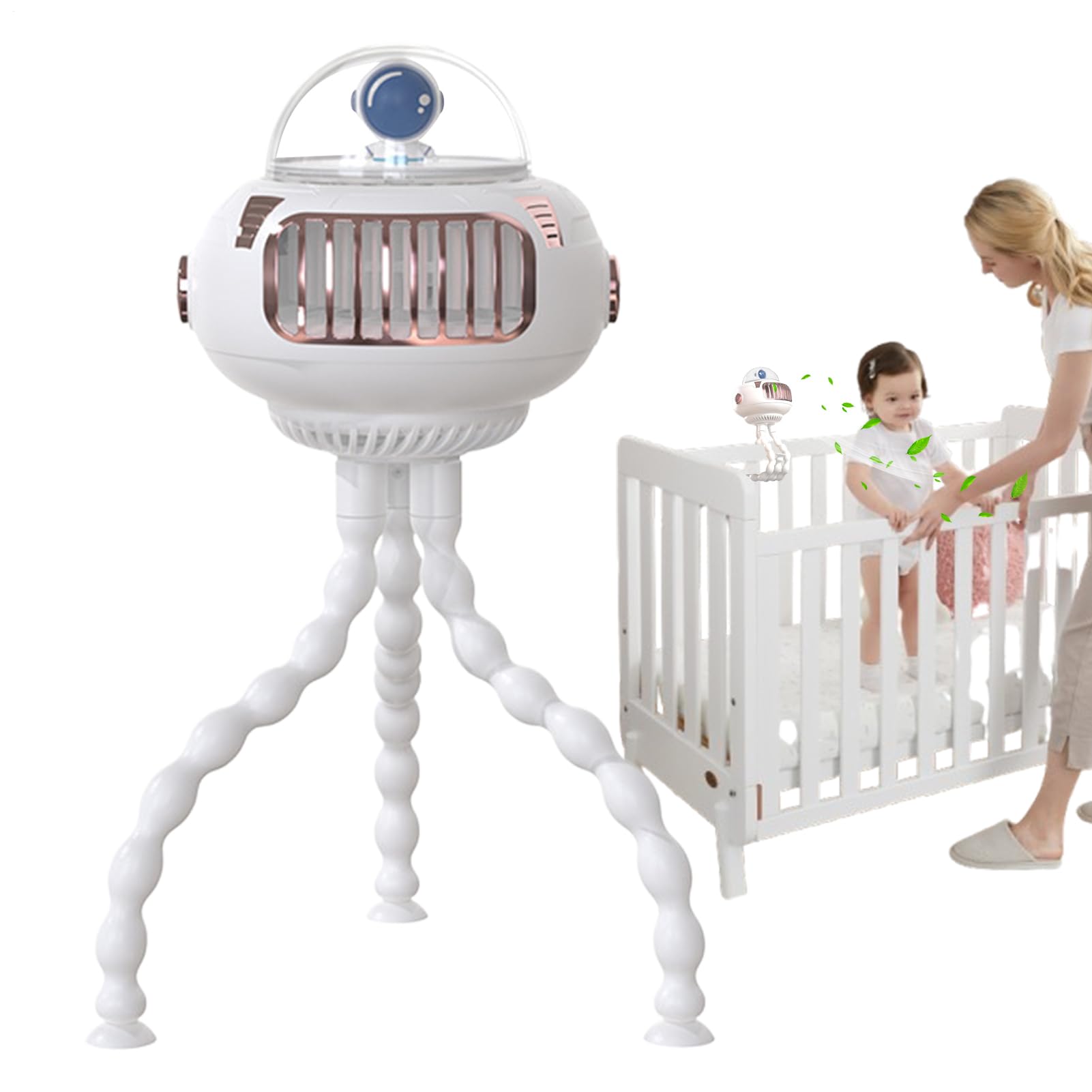 Stroller Fan | Handheld USB Rechargeable Pushchairs Fan with Adjustable Speed | Travel Fans | Octopus Air Cooler for Baby Stroller Bike Bed Travel Car Hospital Camping Desk Beach Nursery Tent