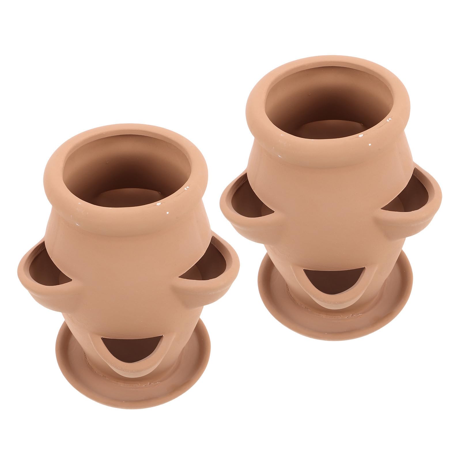 Générique Jardinière Verticale en Terre Cuite 2pcs à 6 Poches pour Fraisiers et Plantes D'intérieur, Légère et Décorative, pour Balcons et Maison