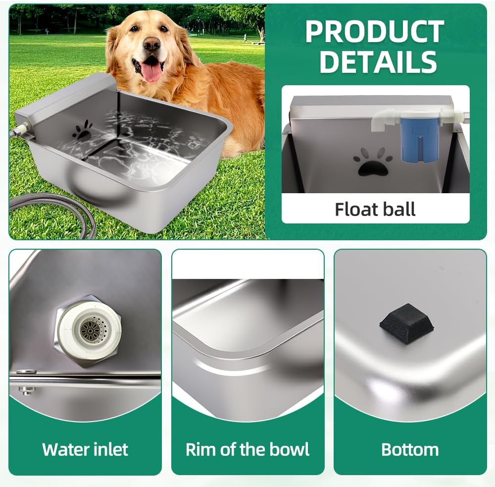 Automatic Dog Water Dispenser 23L/6Gal Capacity Large Water Bowl Auto Filling Water Fountain Stainless Steel for Large Pet Dog Chicken