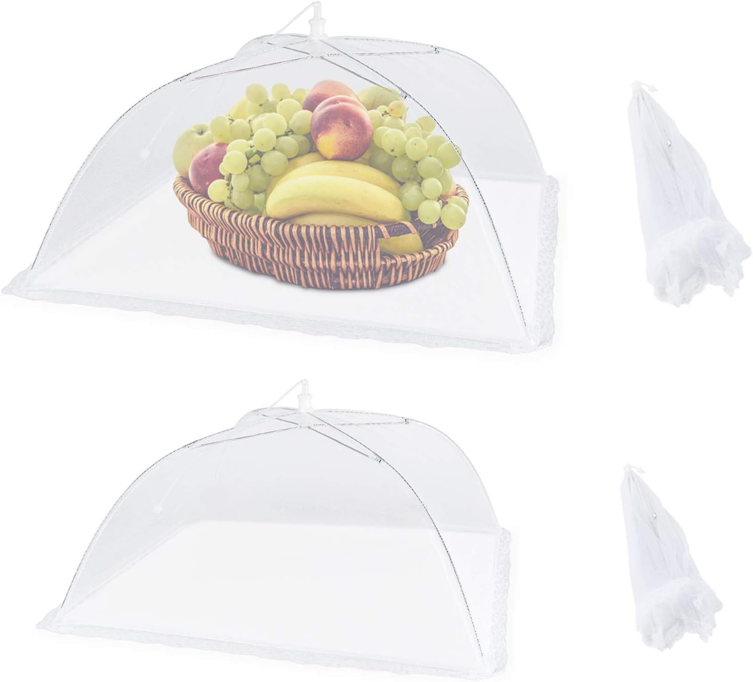 Mesh Food Covers for Outdoors-7pack Pop-up Screen Food Cover Tent Umbrella, Foldable Large Outdoor Food Insect-proof Net with Lace Edge, perfect for Picnic,Home, Party(5 * 16" and 2 * 14")