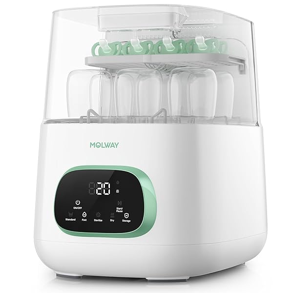 MOLWAY【Upgraded】Baby Bottle Washer, Sterilizer and Dryer, All-in-One Pro Cleaning Machine for Bottles, Pump Parts & Baby Essentials, Effortless Care, Replaces Hand Washing