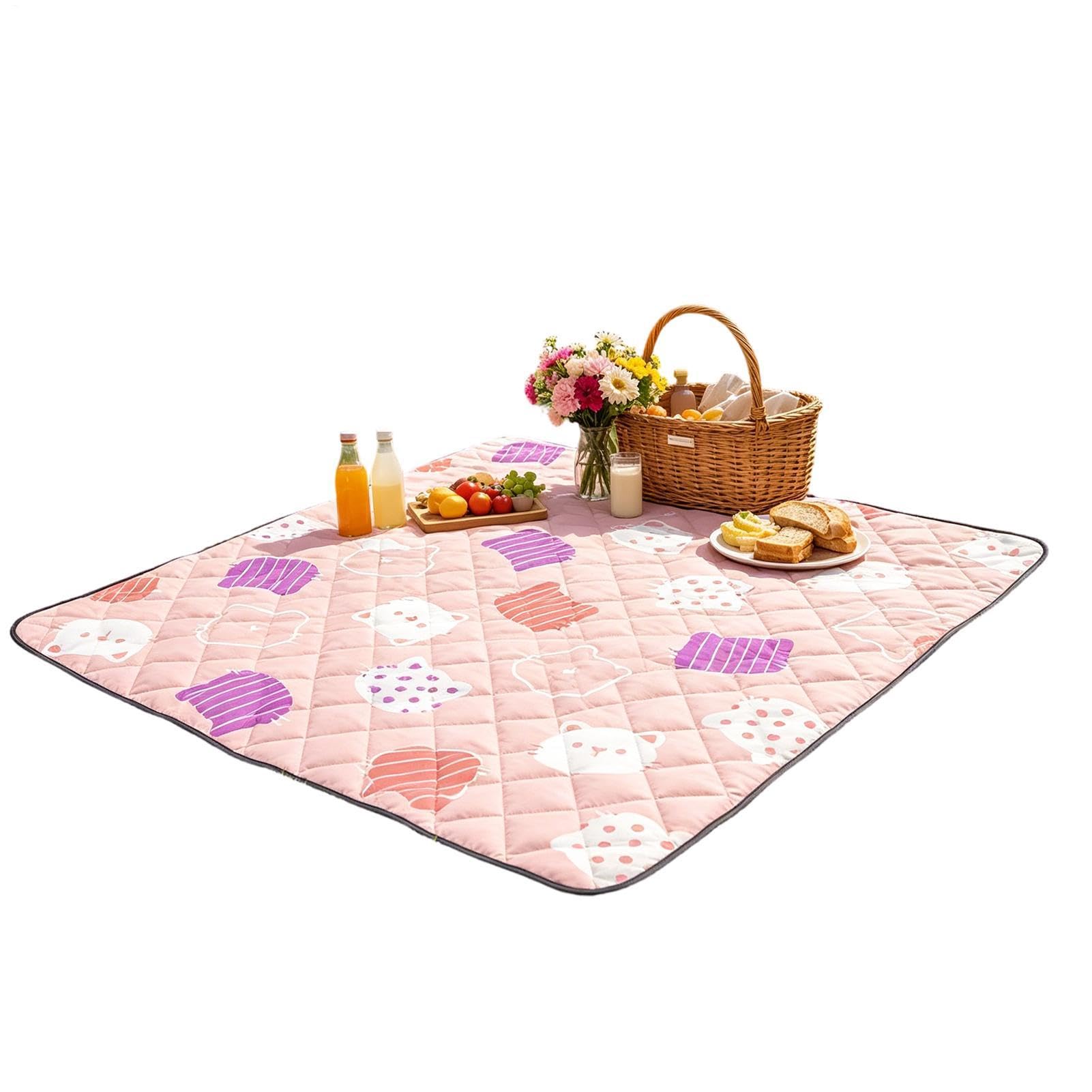 Picknickdecke Wasserdicht Tragbar Faltbar Gefüttert 200x200 cm