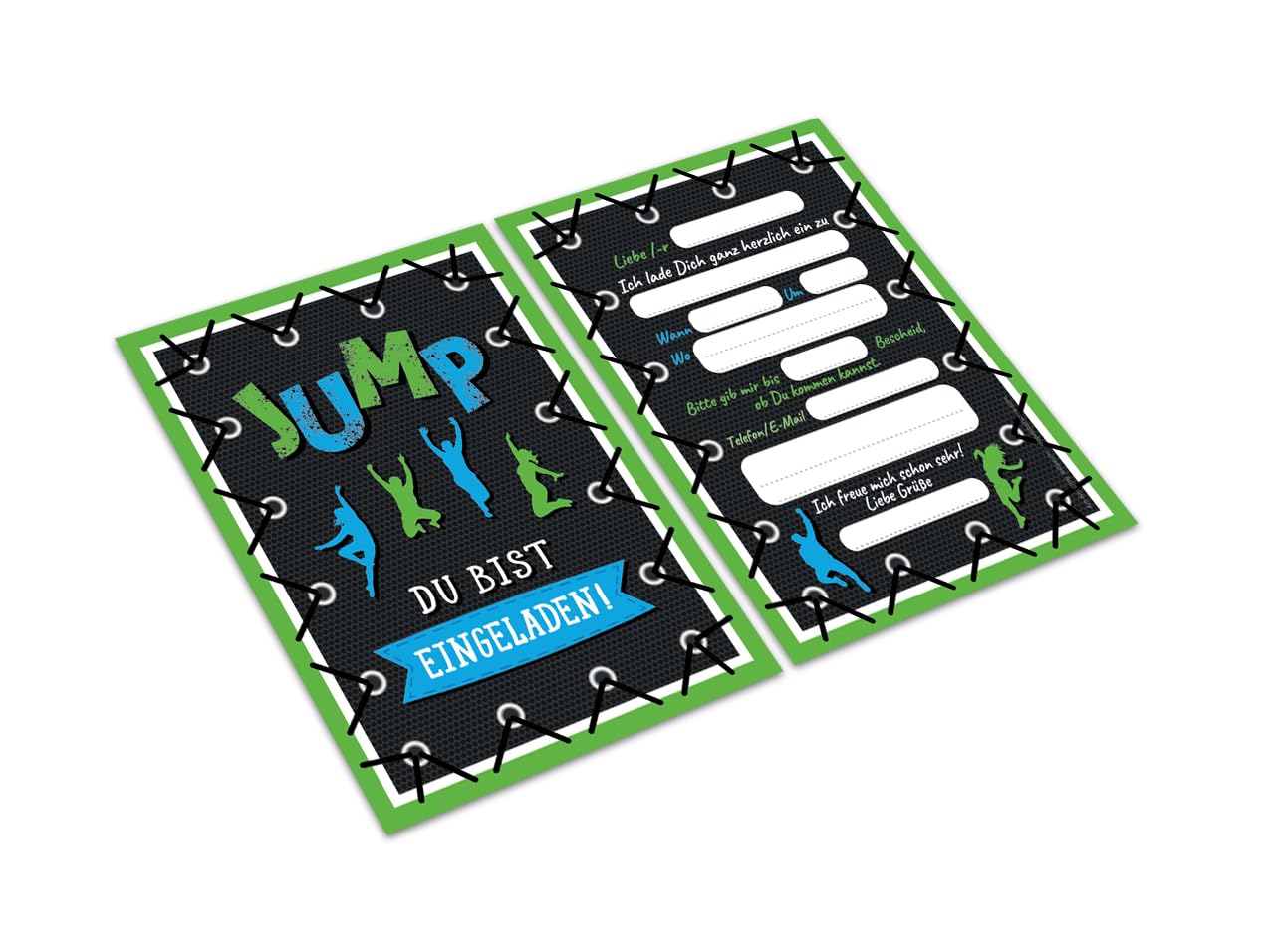 12 Cartes D'invitation Trampoline - Pour Anniversaire Enfant, Filles Et Garçons, Avec Enveloppes Et Autocollants