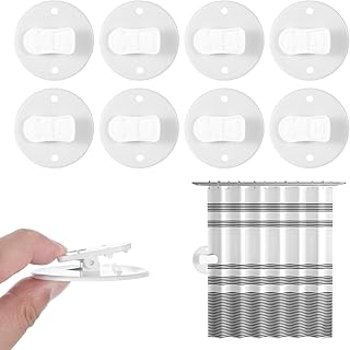 8pcs Shower Curtain Clips for Inside Shower, Self Adhesive Showers Clips for Curtain,Curtains Clip to Wall, White ABS Hooks