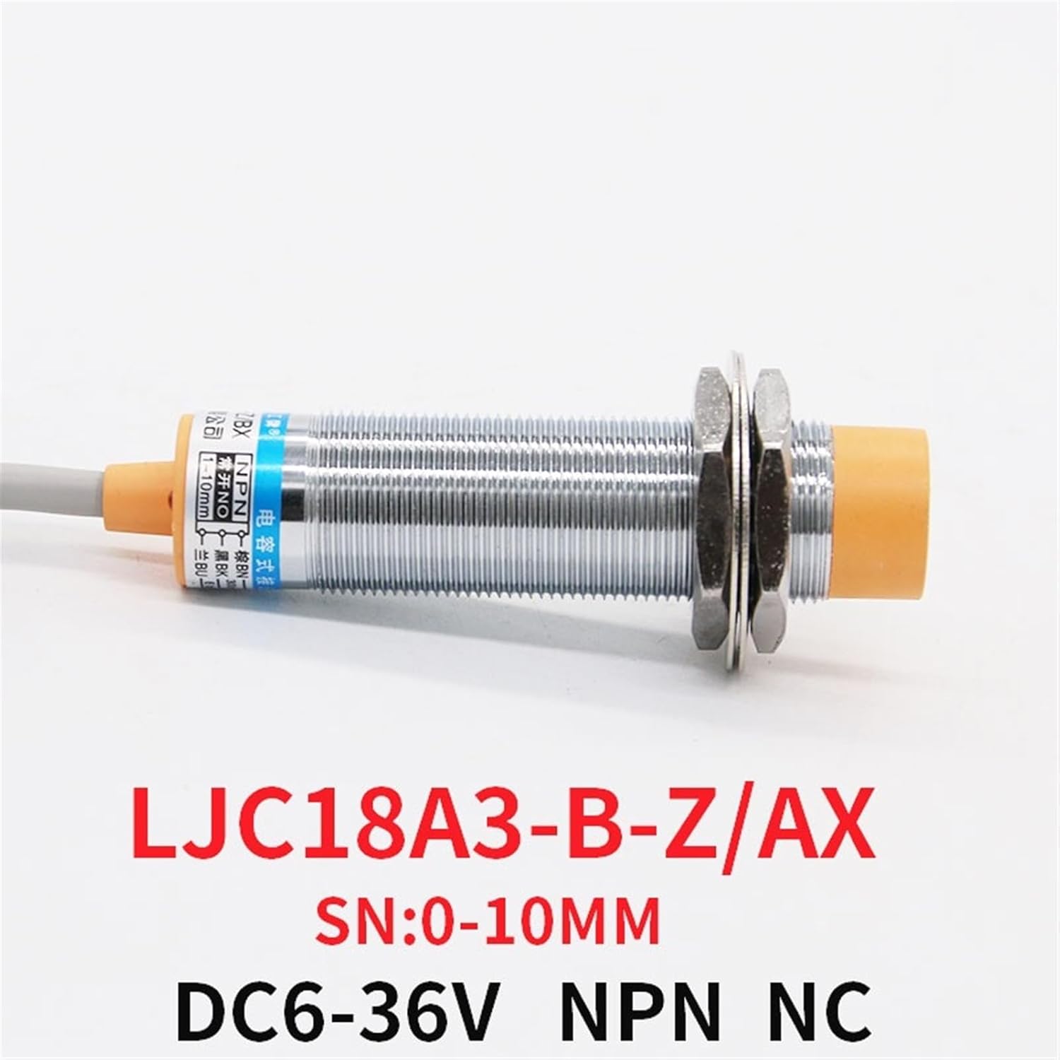 LJC18A3-B-Z/AX Approach Sensor Cylindrical Capacitive Proximity Switch 10mm Detecting Distance NPN NC DC6-36V 1Pcs