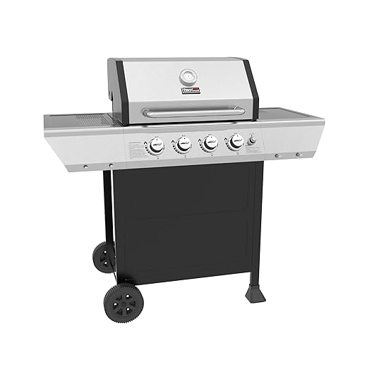 Royal Gourmet GA4400T Stainless Steel 4-Burner BBQ Liquid Propane Gas Grill, 40,000 BTU Cart Style Perfect Patio Garden Picnic Backyard Barbecue Grill with Side Tables