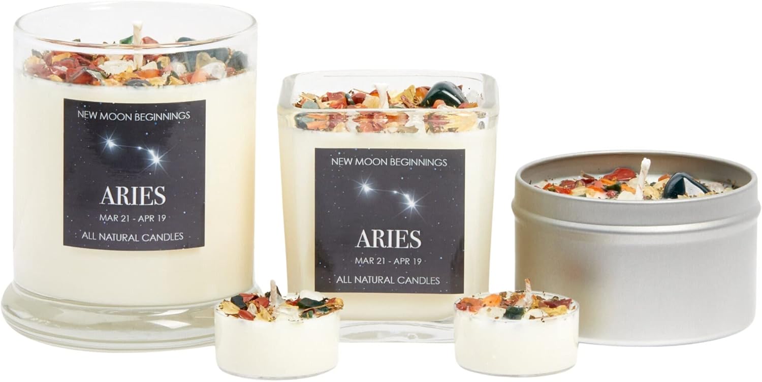 Aries Zodiac Candle (Mar. 21 - Apr. 19) - Soy Candle - All Natural Aromatherapy Candle - Aries Horoscope Candle - 12 oz Glass Jar
