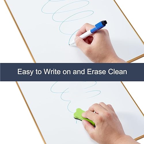 Miniatura 5 de Pizarra pequeña de borrado en seco, pizarra blanca portátil de 16 x 12 pulgadas, pizarra blanca colgante de doble cara para pared, mini pizarra