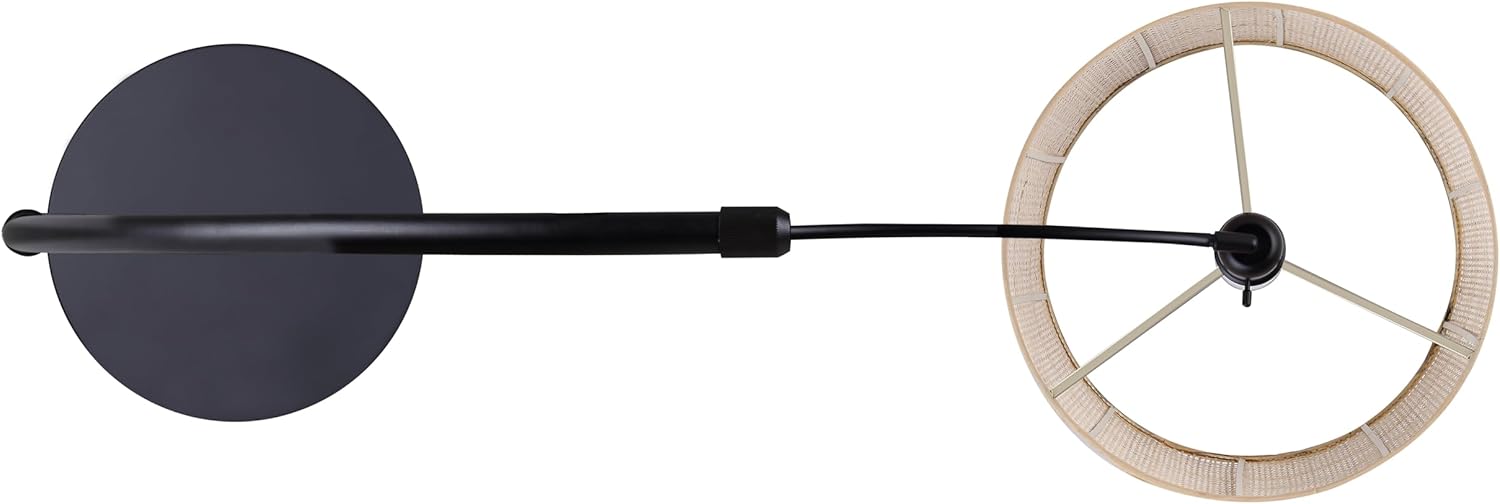 Canarm Merritt 1-Light Floor Lamp, Bohemian 82-Inch Matte Black Finish with Natural Rattan Shade, 3-Way Socket Switch for Living Room and Bedroom Lighting