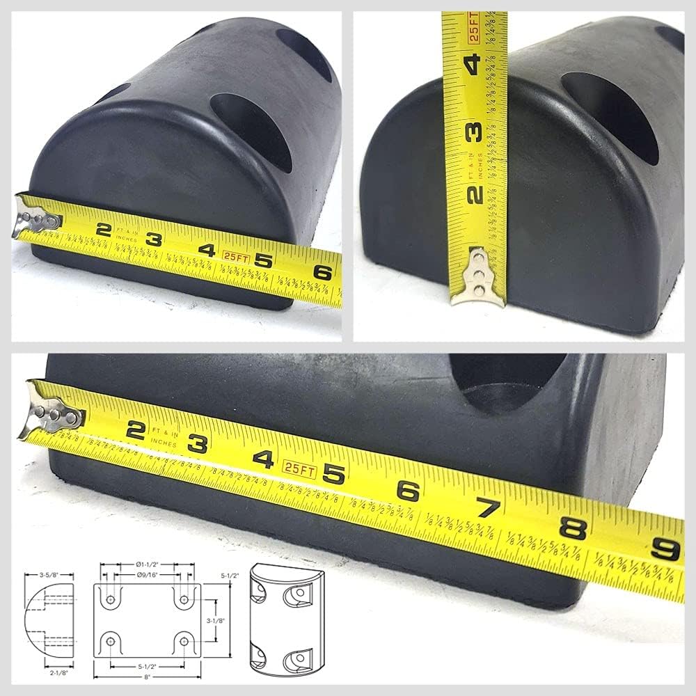 Aurora IMXGT-2036 Reinforced Rubber Half-Oval 4 Hole 8" x 5-1/4" x 3-5/8" Molded Dock Bumper Semi Commercial Truck Trailer Chassis Flatbed