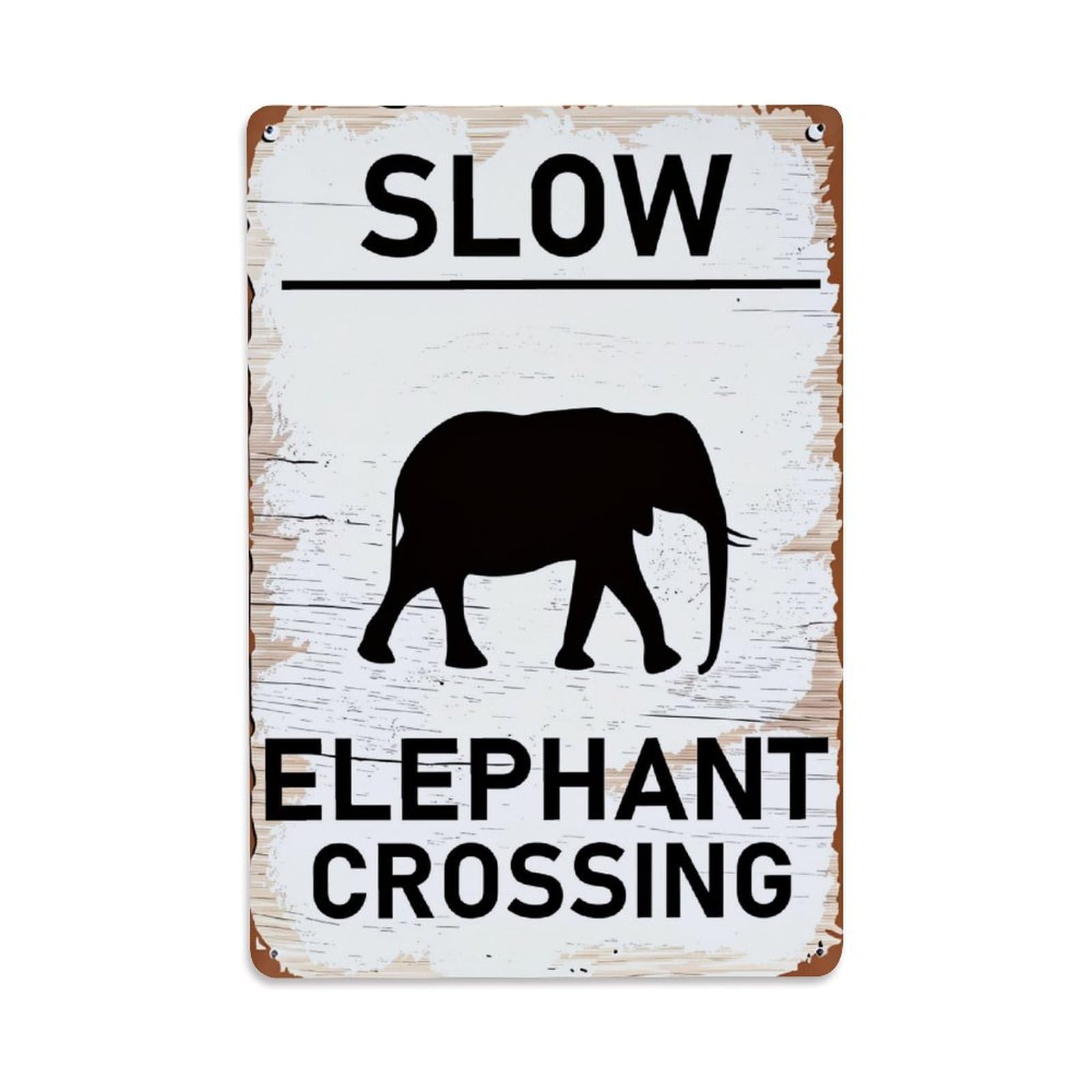 Enderetf Vintage Slow Elephant Crossing Sign Pattern Tin Sign Metal Poster, Home Bar Garage Man Cave Cafe Indoor & Outdoor Wall Decoration 8X12inches