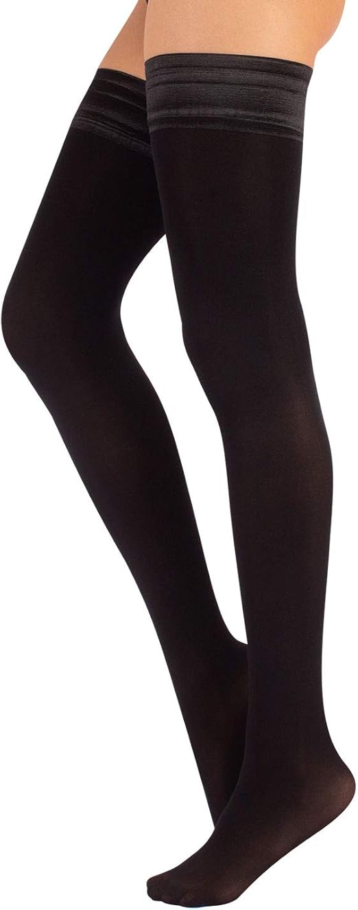 Calzitaly Medias Autoadhesivas Opacas Medias Autosujetadoras Tupidas 60 Den Negro S M L Xl 2xl 3xl Calceteria Italiana Amazon Es Ropa