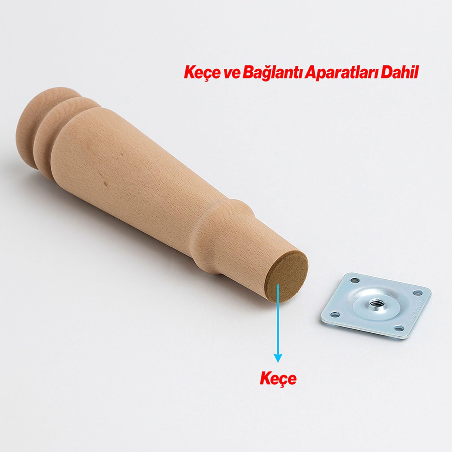 Bohem 20 cm Doğal Ahşap Ayak 4 ADET SET Boyasız Silindir Mobilya Koltuk Kanepe Ayağı Aparat Dahil