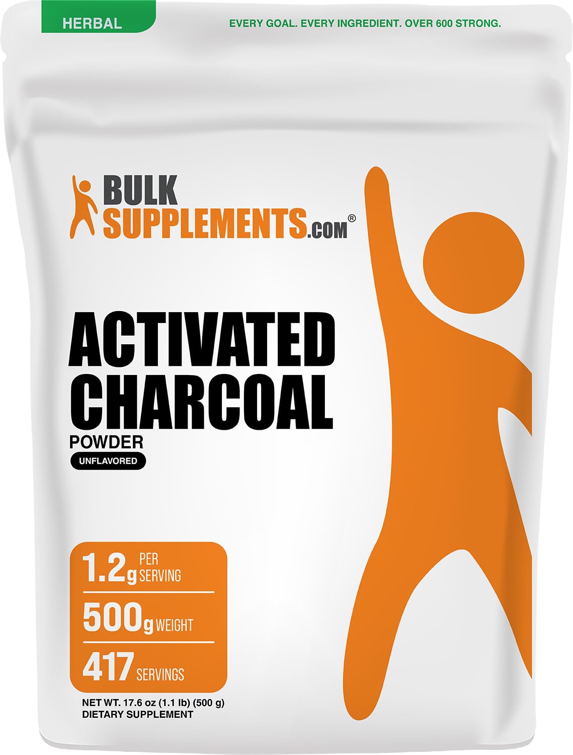 BulkSupplements.com Activated Charcoal Powder - from Coconut Charcoal, for Teeth Whitening - Vegan & Gluten Free, 1.2g per Serving, 500g (1.1 lbs) (Pack of 1) 1.1 Pound (Pack of 1)
