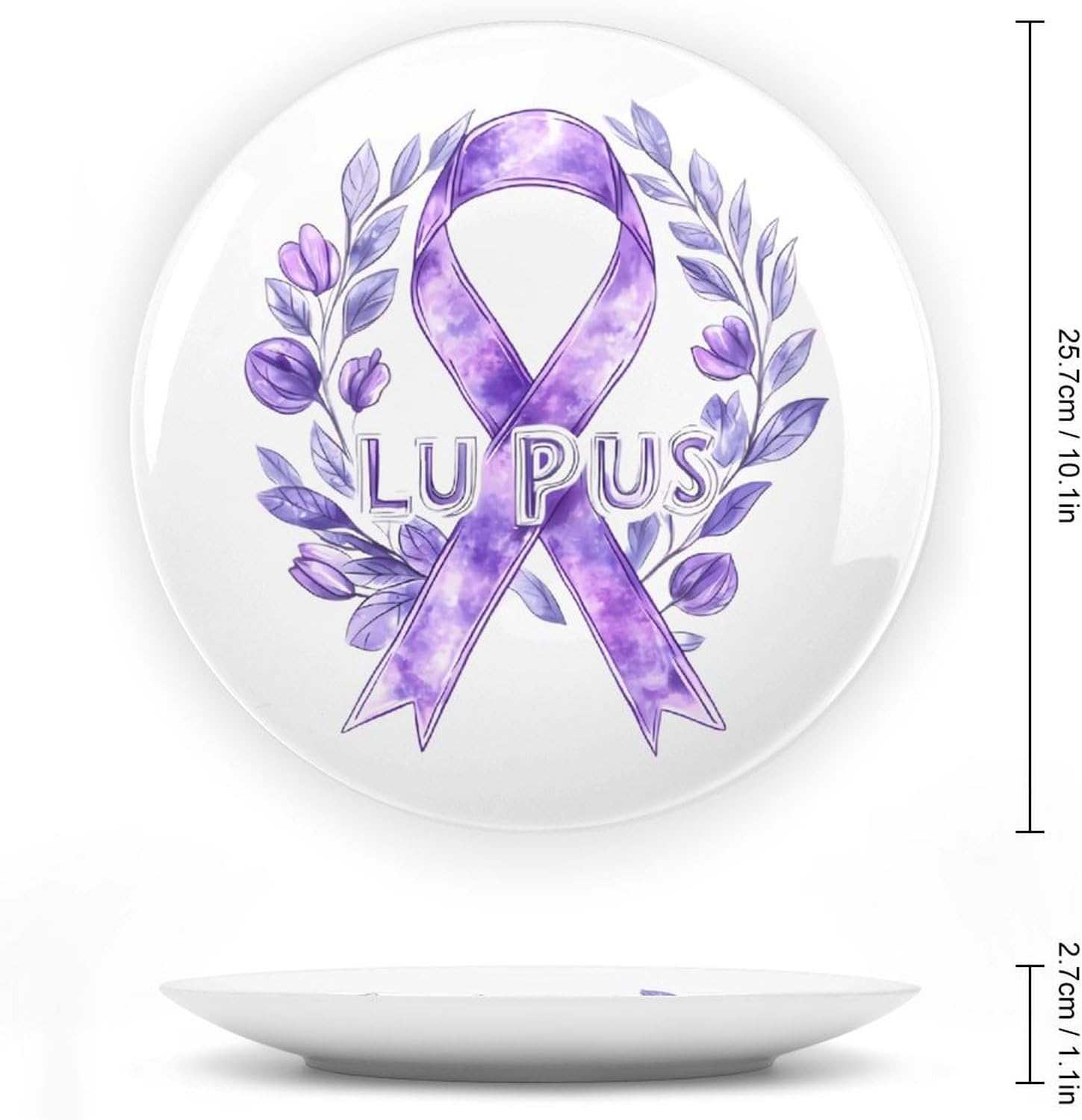 Lupus Fight Cancer Ribbon Decorative Plates for Display Ceramic Plate Tray with Stand Hanger Home Decor