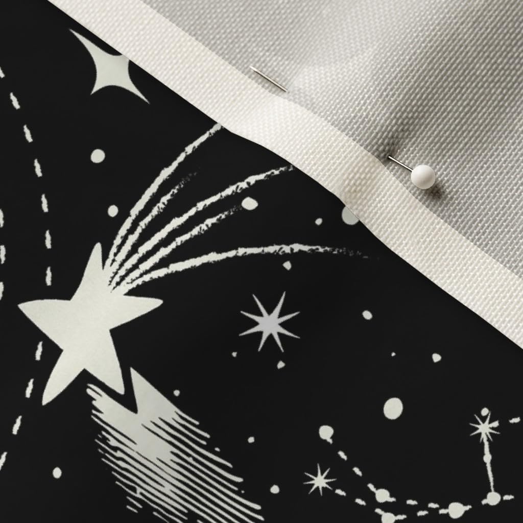 Spoonflower Fabric - Solar System Black Stars Space Moon Vintage Celestial White Lunar Printed on Upholstery Velvet Fabric Fat Quarter - Upholstery Home Decor Bottomweight Apparel