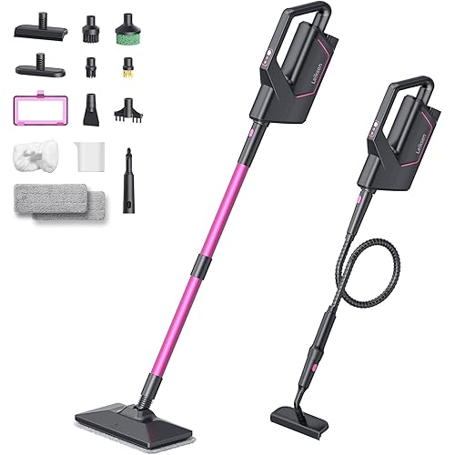 12-in-1 Steam Mop, Detachable Steam Cleaner, Extendable Hose, 23FT Power Cord, 440ml Removable Tank, 260°F Floor Steamer, 3-Level Control, Multi-Purpose for Hardwood, Tile, Grout, Windows, Kitchen