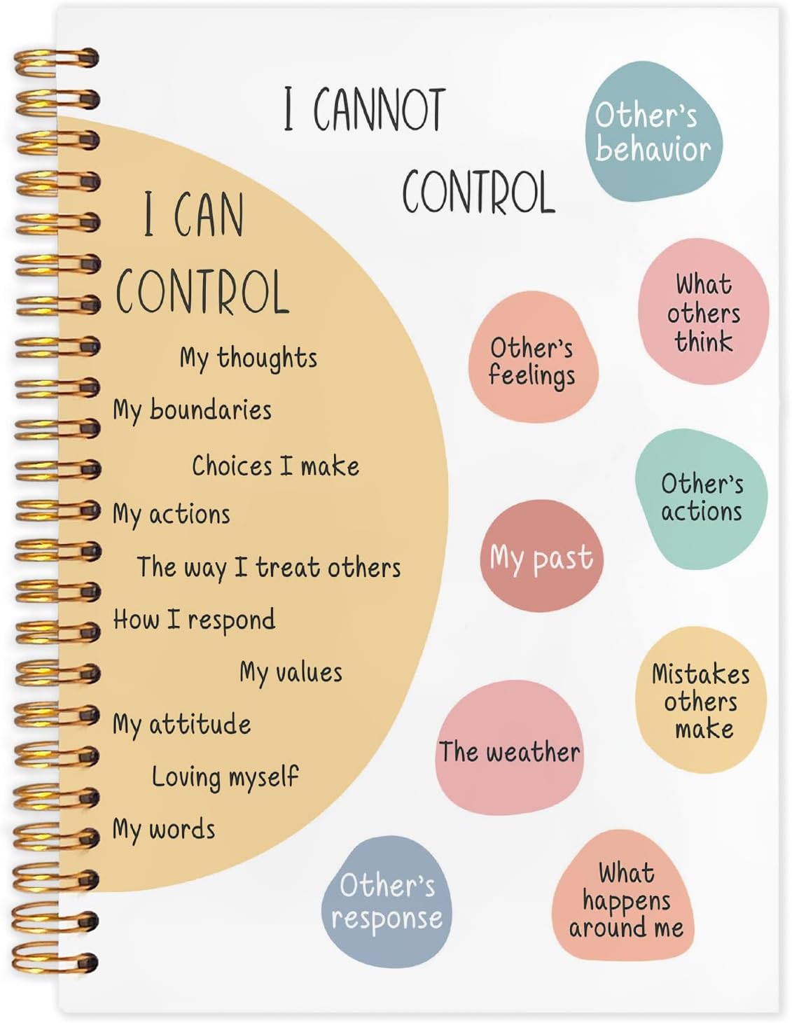 WUCHJ I Can and Cannot Control Mental Health Spiral Notebooks,Therapy Journal for Mental Health, Therapy Notebook, Hardcover Spiral Notebook 5.5×8.3 Inch