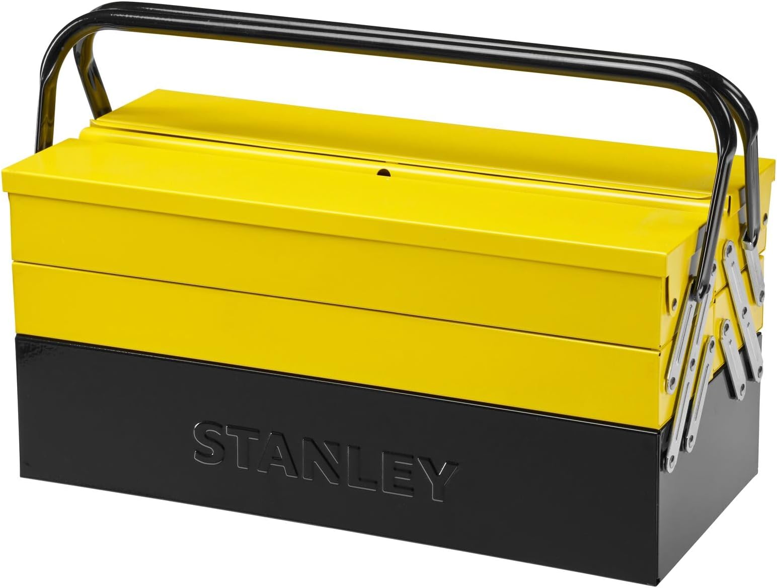 STANLEY 1-94-738 18'' 460 mm Cantilever Tool Box with 5 Trays & Double Handles for Easy & Convenient Storage, 1 Year Warranty, YELLOW & BLACK