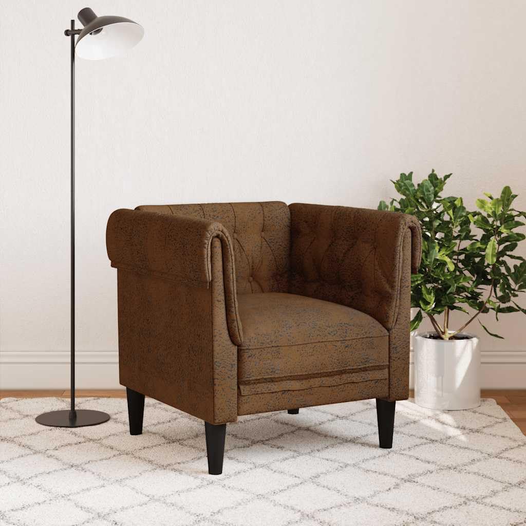 Sillón Chesterfield de Tela marrón,16.4kg-372546