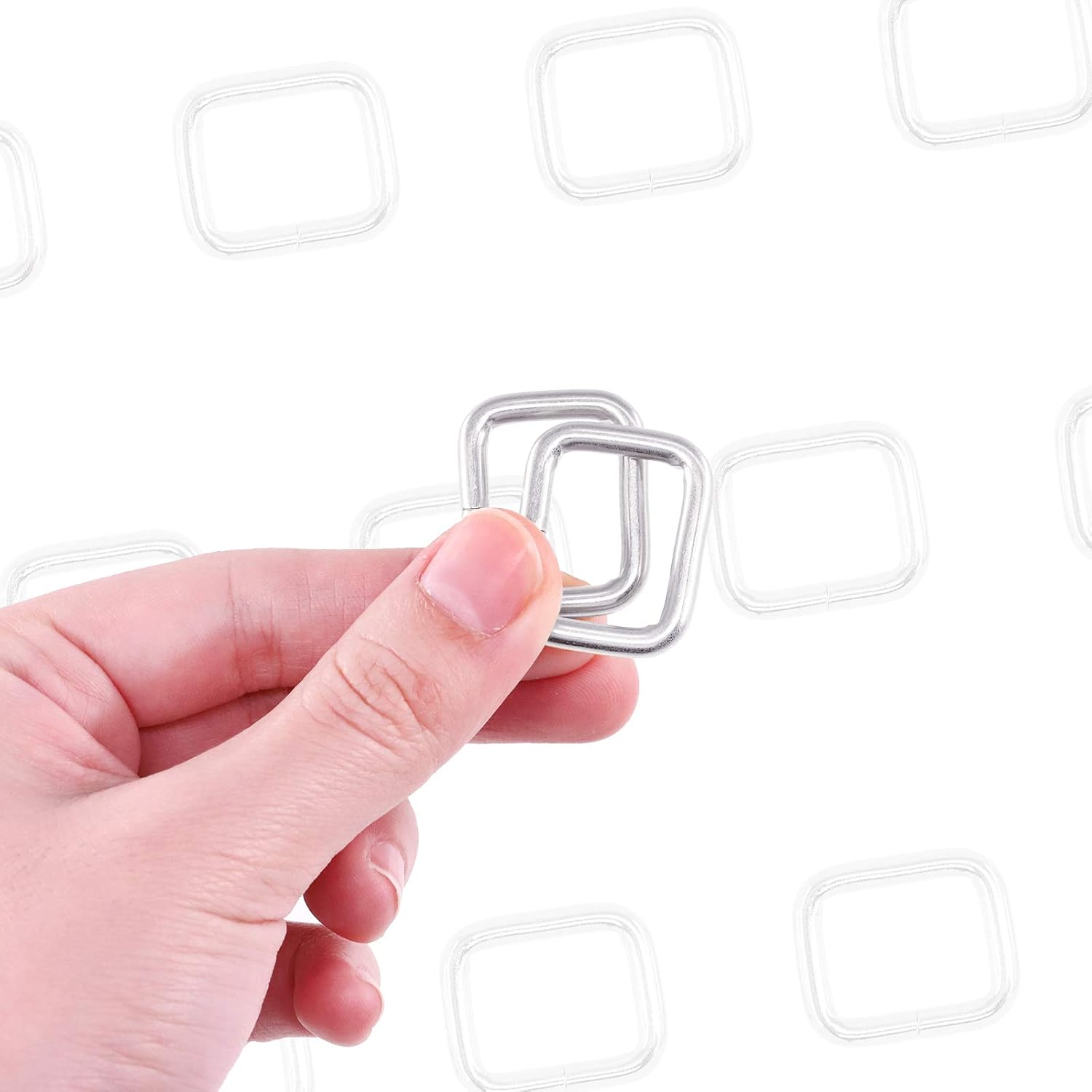 Swpeet 60Pcs 3/4 Inch - 20mm Sliver Metal Rectangle Ring, Webbing Belts Buckle Metal Rings for for Belt Bags DIY Accessories Keychains Belts and Dog Leash (Sliver, 3/4 Inch) - Image 4