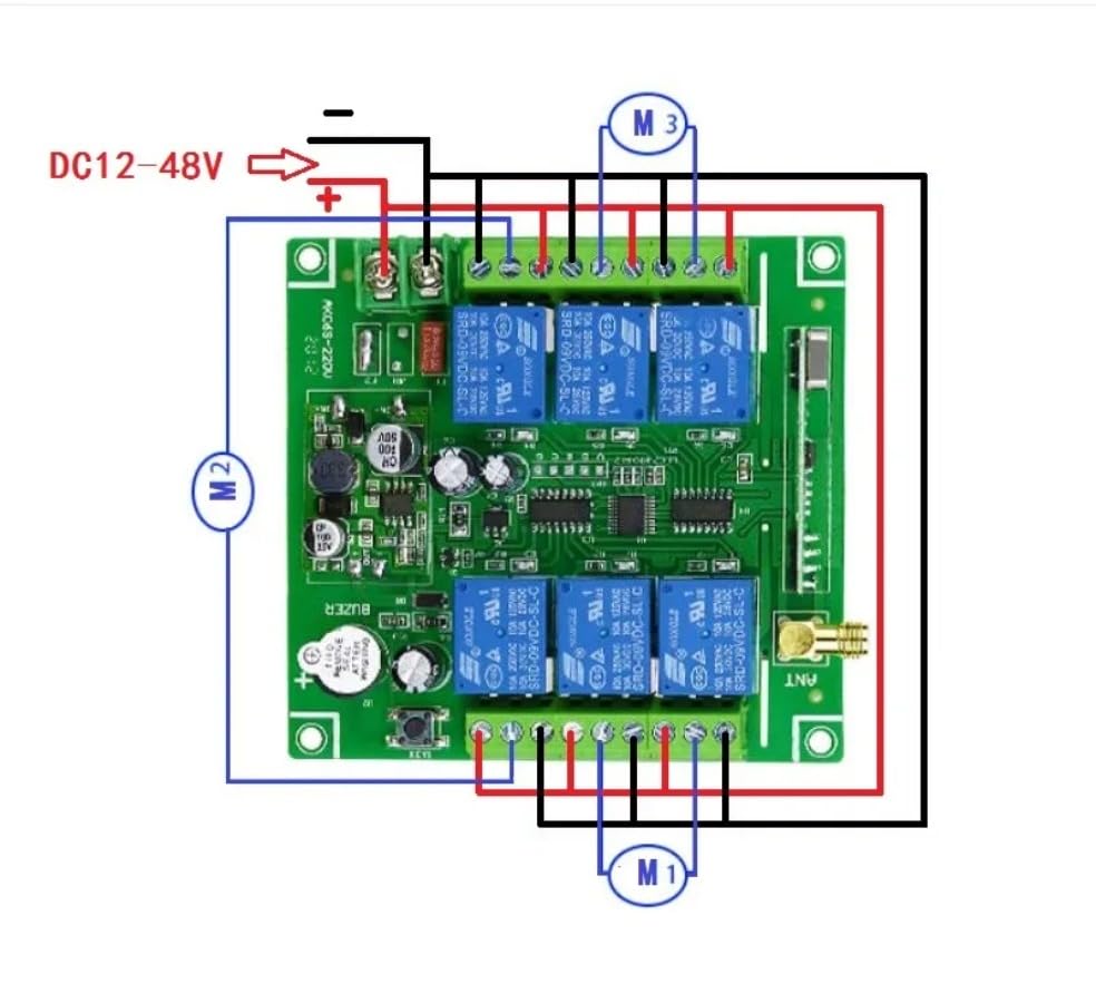 Larga distancia universal 20 ~ 200 m CC 12 v 24 v 36 v 48 v 10 a 6 ch 30 a Relé RF inalámbrico mando a distancia 433/315 MHz industrial/agrícola 1,5 m antena (2RF)