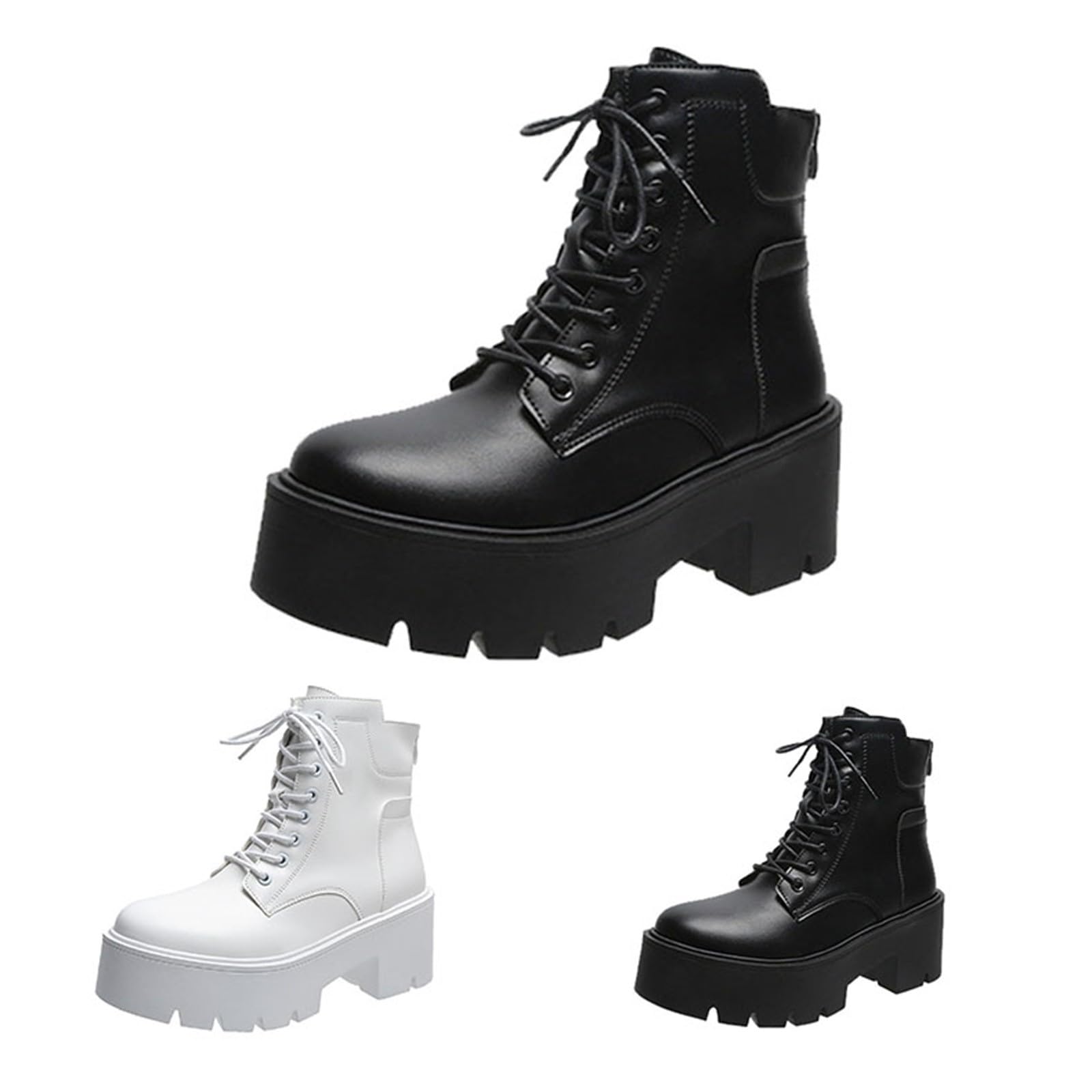 Genérico Botines Mujer Vestir con Cordones Plataforma Botas Punta Redonda Elegantes Zapatos Suaves Cómodas Caminar Bota Informales Antideslizantes Botin para Otoño Invierno Trabajo Paseo y Uso Diario