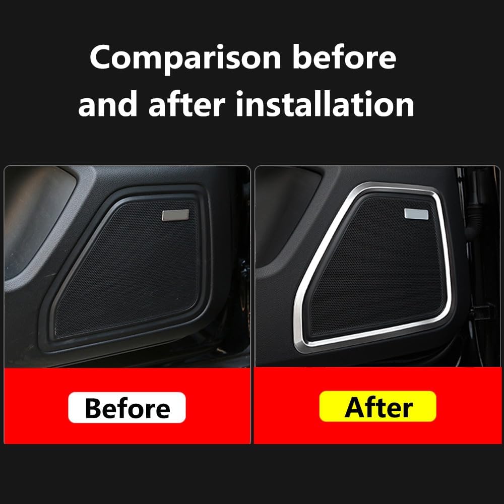 Car Door Horn Decorative Ring Speaker Decoration Sound Frame Protective Cover Trim for Porsche Macan 2014-2024 Interior Accessories (Silver)