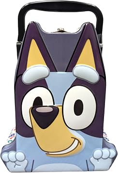 Bluey Head Shaped Tin Carry All - Hinged, Lid, Handle, 1 Count, Blue