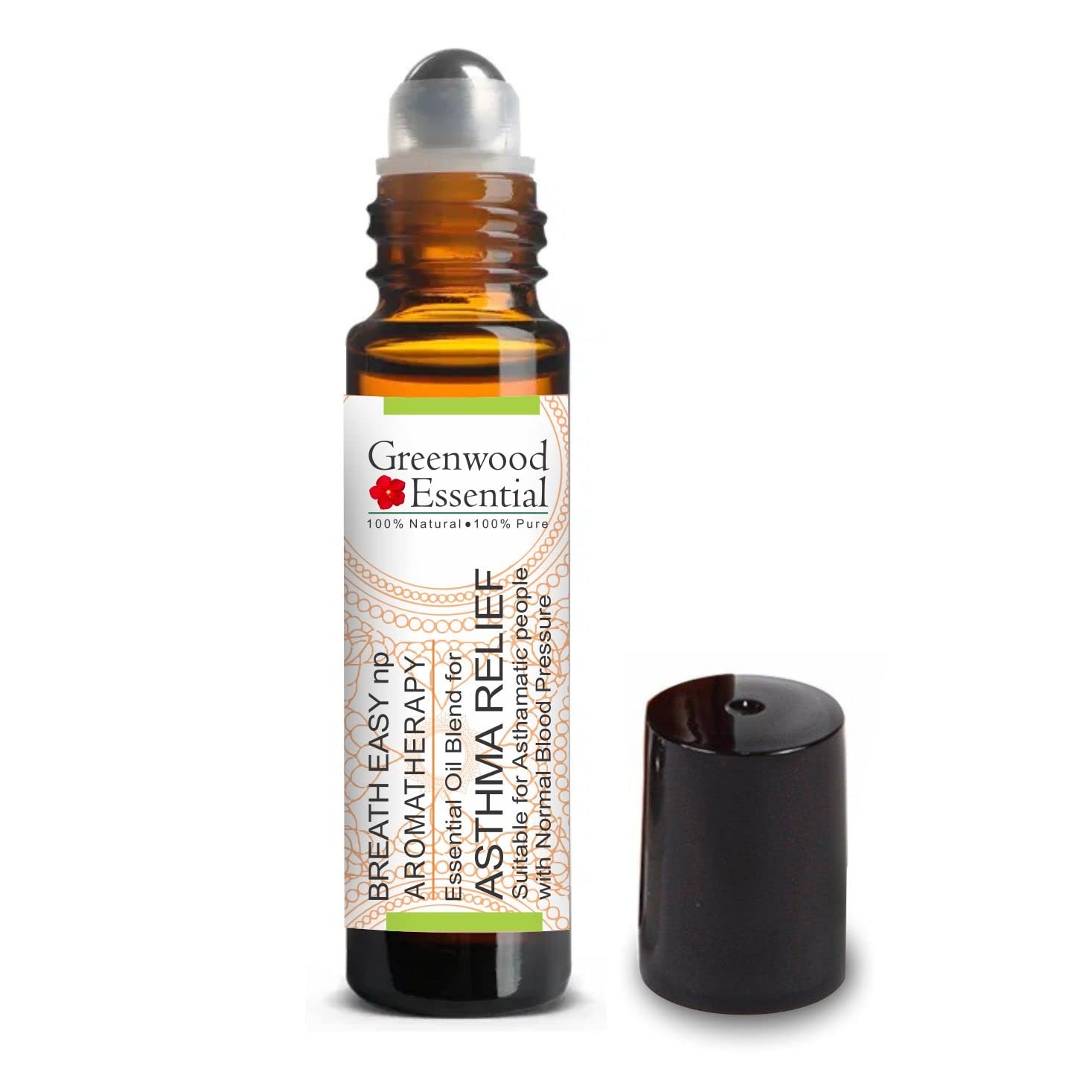Greenwood Essential ASTHMA RELIEF BREATH EASY - Suitable for Asthamatic people with Normal Blood Pressure. Aromatherapy Essential Oil Blend 10ml (0.33oz)