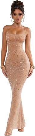 Womens Mesh Rhinestone Cover Up Dress Sparkle Beach Swimwear Coverups Shiny Crystal Sheer Maxi Dresses