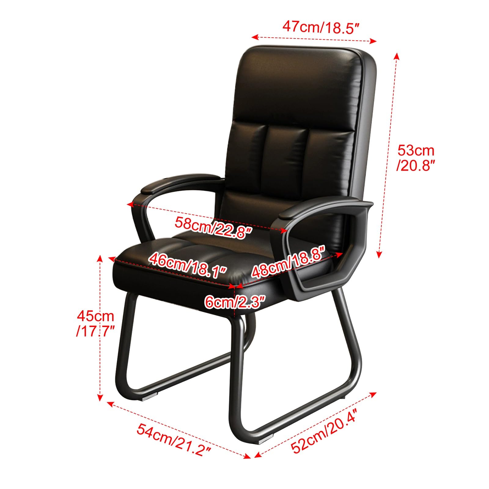 CLATINA Guest Chair, Bonded Leather, Padded Arms, Durable Frame, Black, 4 Pack