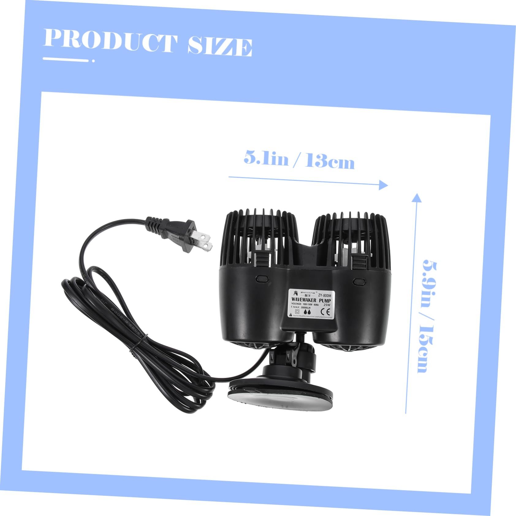 TEHAUX Household Aquarium Circulation Pump Professional Plastic Power Head with Suction Cup Reduces Temperature Differences for Fish Tanks Easy Installation US Plug Compatible