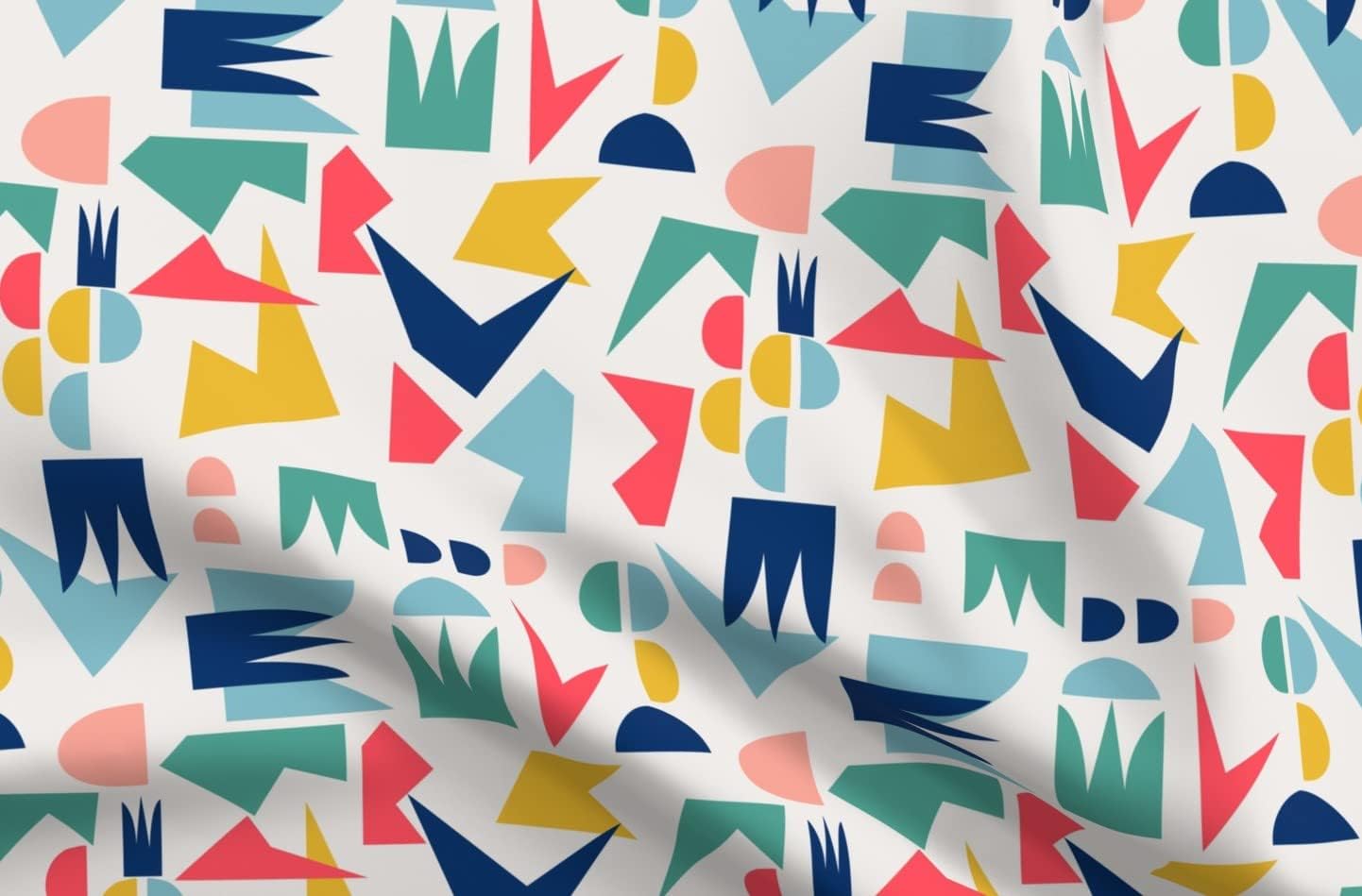 Spoonflower Fabric - Abstract Shapes Geometric Pattern Colorful Retro Modern Printed on Petal Signature Cotton Fabric Fat Quarter - Sewing Quilting Apparel Crafts Decor