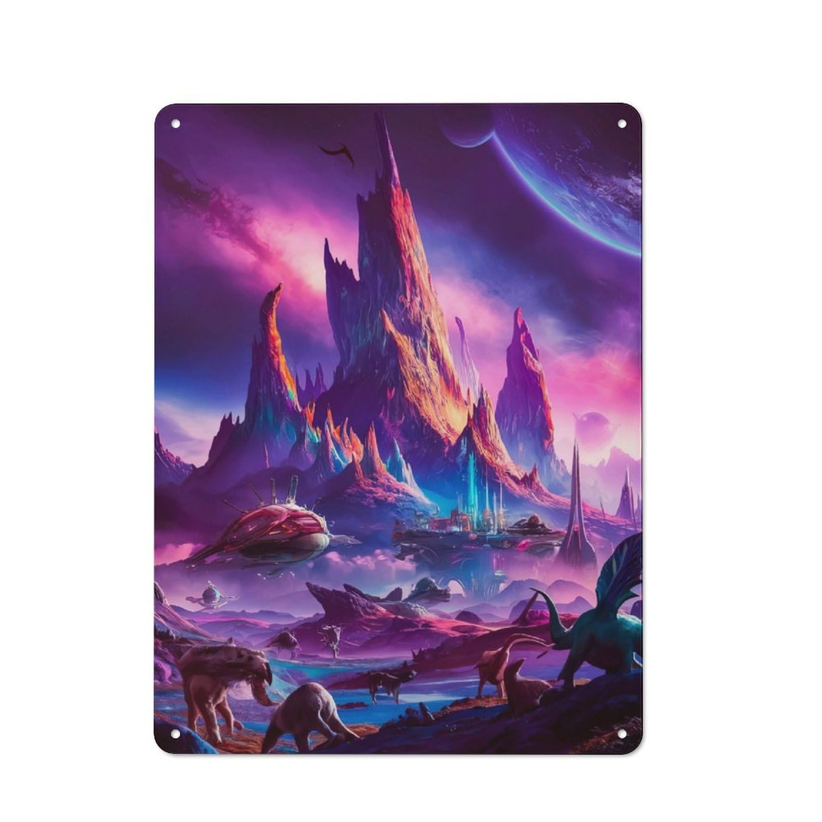 Junmoney Cosmic Peaks Vintage Tin Wall Plaque 40X30cm For Café Or Restaurant, A Decorative Christmas Gift For Café Owners And Decorators