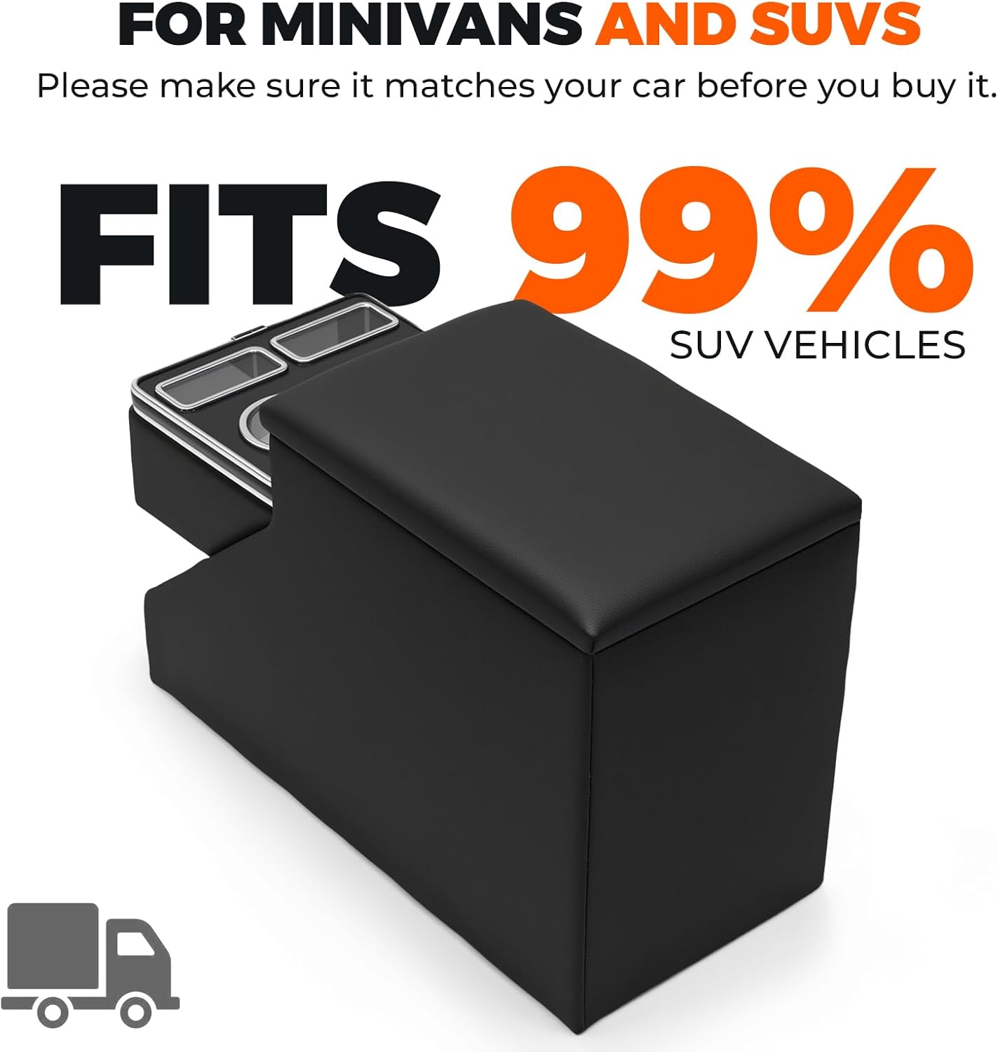 Center Console Between Seat Organizer for Minivans, SUVs, Middle Van Console Floor Console Organizer Storage Box with Phone Holder& Cup Holders for Minivans Console Organizer Storage Box with Locking